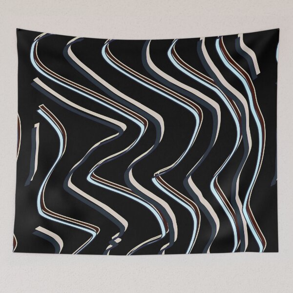 Item preview, Abstract brown, blue, black and beige wavy lines designed and sold by CottagePop.
