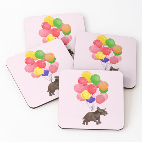 Item preview, Let's Fly Triceratop with Colourful Balloons in Pink designed and sold by bignosework.