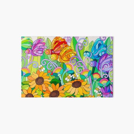 Ladybug Garden Rainbow Butterflies Art Board Print