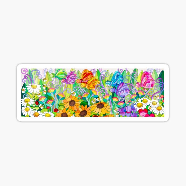Ladybug Garden Rainbow Butterflies Sticker