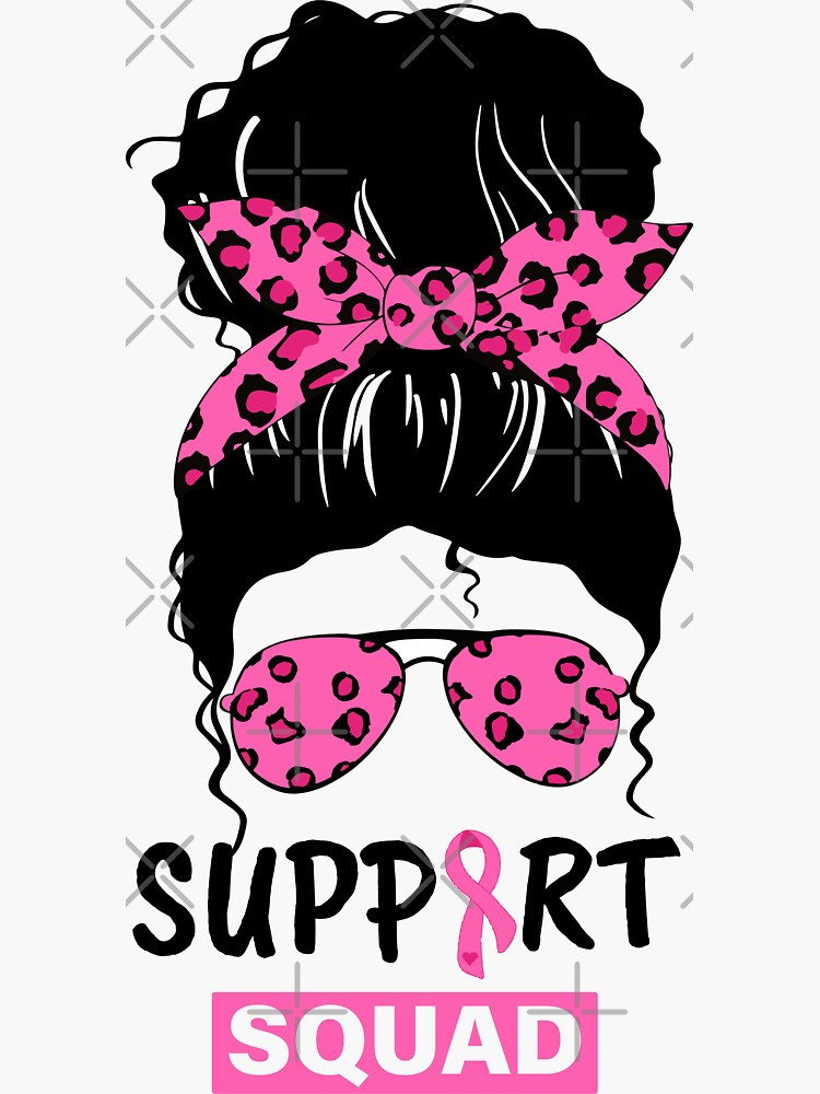 Black Queen Breast cancer Afro support squad pink leopard ribbon Sticker  for Sale by THEMADBRUSH