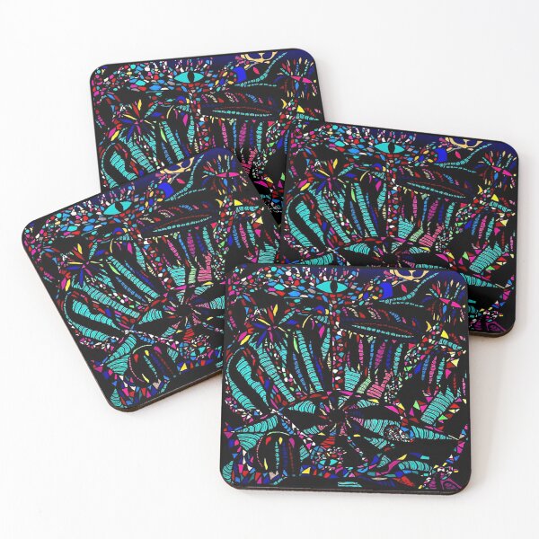 trippy trip with alice to wonderland Coasters (Set of 4)