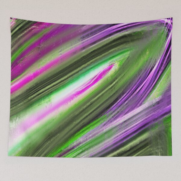 Item preview, Abstract purple and green paint swirls designed and sold by CottagePop.