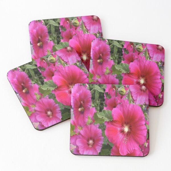 Item preview, PINK ENGLISH HOLLYHOCKS GARDEN ABSTRACT designed and sold by sharlesart.