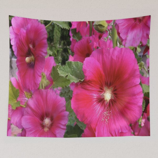 Item preview, PINK ENGLISH HOLLYHOCKS GARDEN ABSTRACT designed and sold by sharlesart.