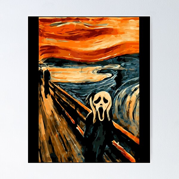 Ghost Face Scream Watercolor Painting Cult Horror Movie Wall 