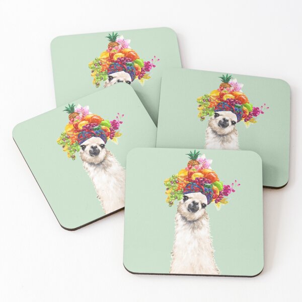 Item preview, Llama with Fruits Flower Crown in Green designed and sold by bignosework.