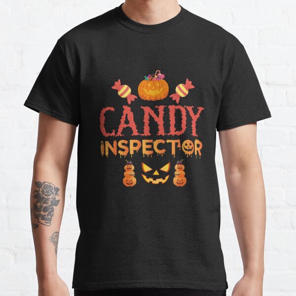 Halloween Party Tee Funny Halloween T-Shirt Candy Inspector Shirt Happy Halloween Shirts Trick or Treat