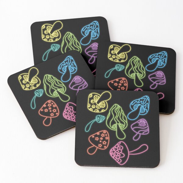 Item preview, Neon mushrooms pattern designed and sold by Aimio.