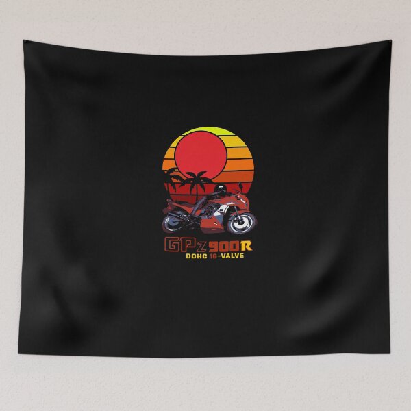 Item preview, Vintage 80’s Motorcycle rider in the tropical sunset illustration 900r Tokyo designed and sold by Margaretsse.