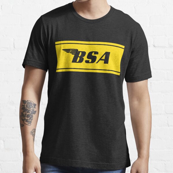 B.S.A motorcycle winged logo - red on yellow stripe Essential T