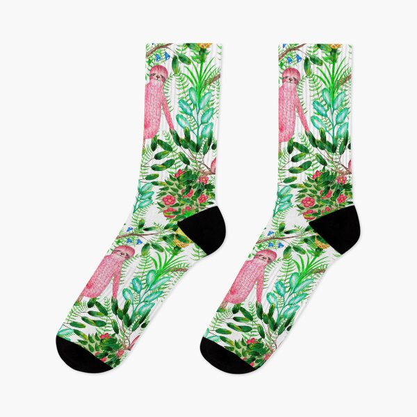 Item preview, Watercolor pink sloths pattern. Tropical plants and pineapples.  designed and sold by NebulaSeven.