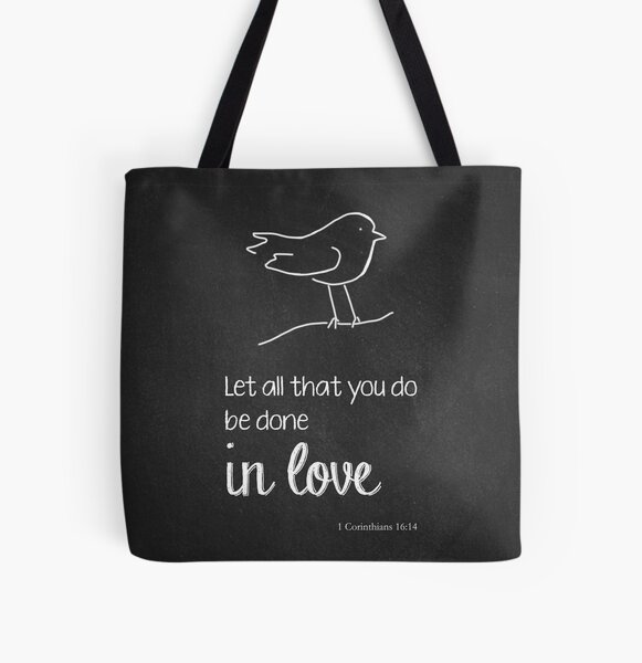Chalkboard Love Verse All Over Print Tote Bag