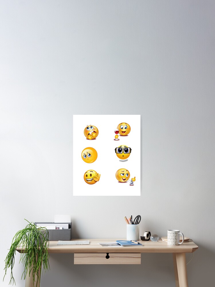 Yellow Funny Emoji Wine Anxiety Sad Poster for Sale by myzpooh