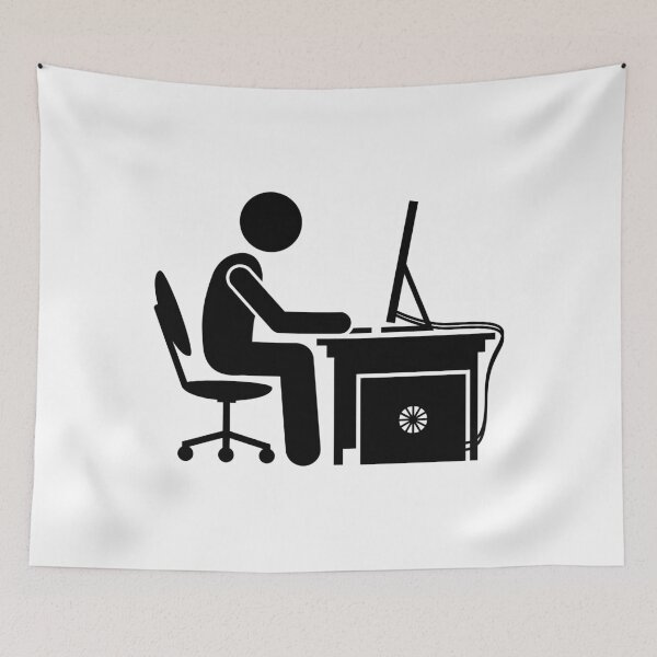 Item preview, Man Using Computer - Stickman Black Version designed and sold by Stickman--.