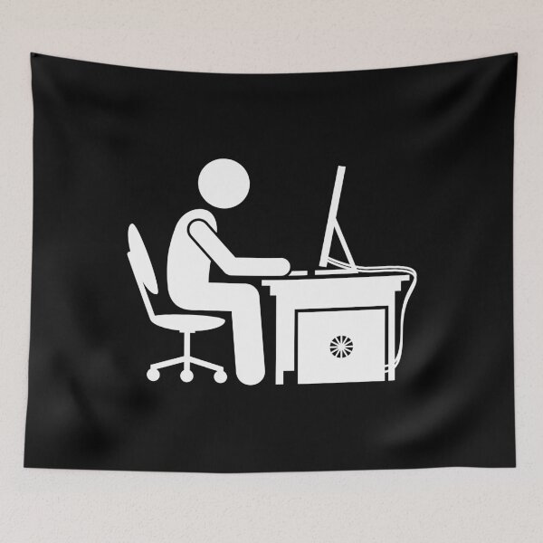 Item preview, Man Using Computer - Stickman Black Version designed and sold by Stickman--.