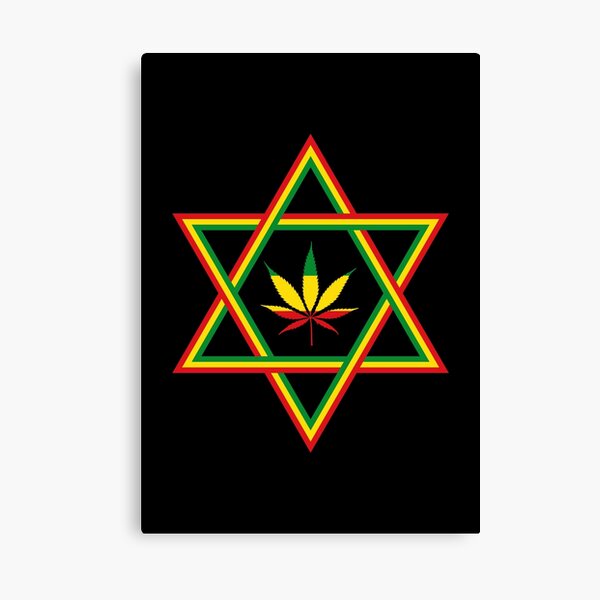 Aperçu de l'œuvre Feuille de cannabis Rasta Star Of David créée et vendue par designandclouds.