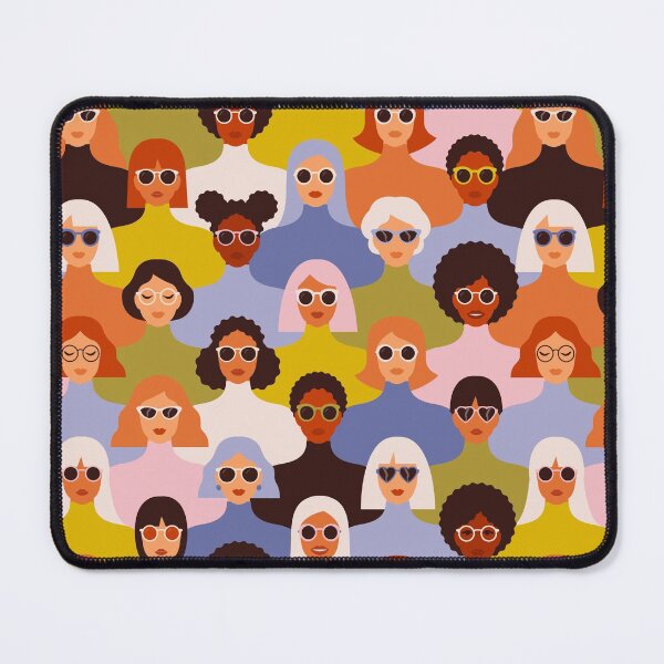 Item preview, Female diverse faces of different ethnicity pattern in the style of the 70s designed and sold by AngelinaBambina.