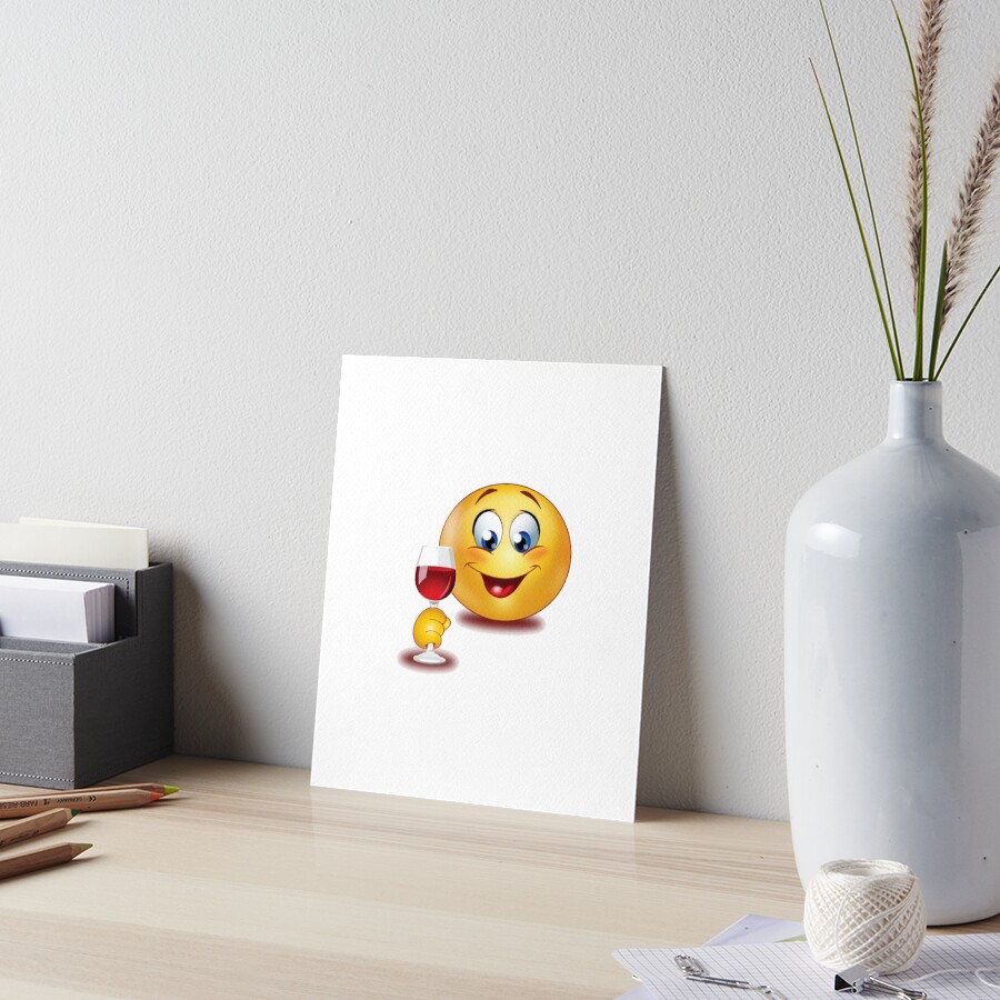 Yellow Funny Emoji Wine Anxiety Sad Poster for Sale by myzpooh