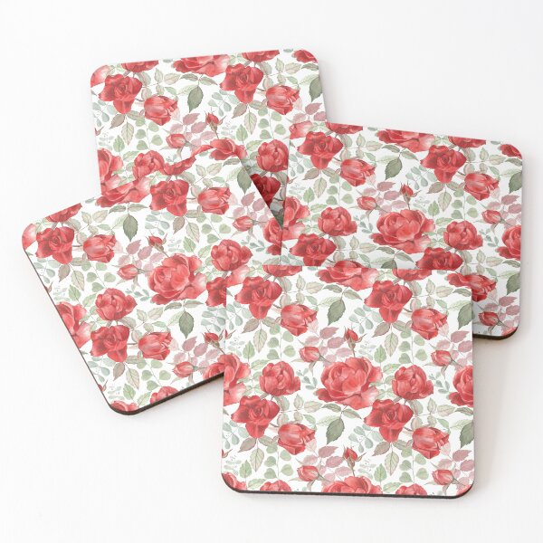 Item preview, Red Garden Roses Pattern (on white) designed and sold by Flowersforbear.