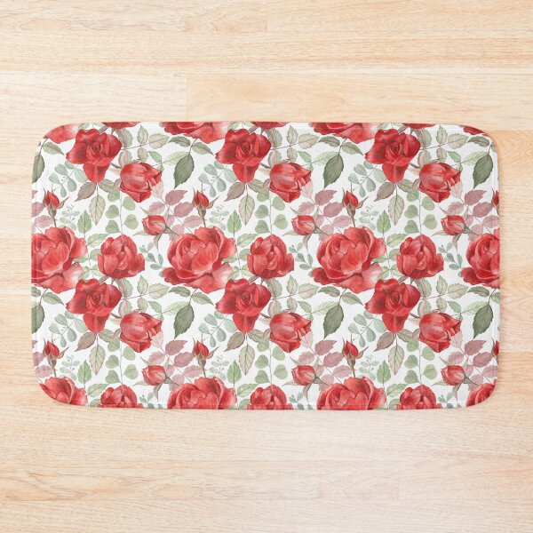 Item preview, Red Garden Roses Pattern (on white) designed and sold by Flowersforbear.