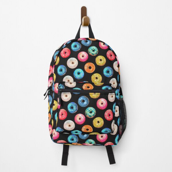 Item preview, multicolored donuts on a black background designed and sold by SychEvaartist.