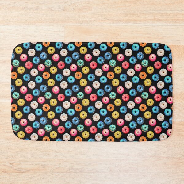 Item preview, multicolored donuts on a black background designed and sold by SychEvaartist.