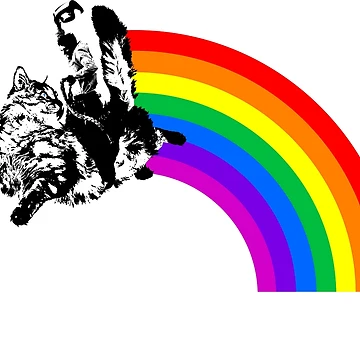 Artwork thumbnail, Cat Rider Rainbow by Pakuro