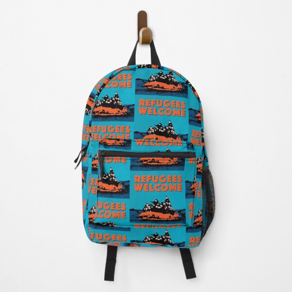 Item preview, REFUGEES WELCOME - COLOURFUL ILLUSTRATION SHOWING REFUGEES ON A SMALL BOAT designed and sold by Clifford Hayes.