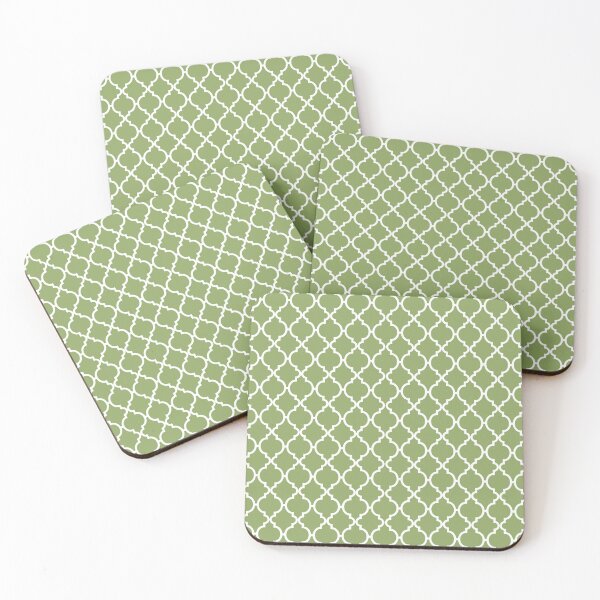 Item preview, Pastel Green and White Moroccan trelli shapes pattern designed and sold by LamaraK.