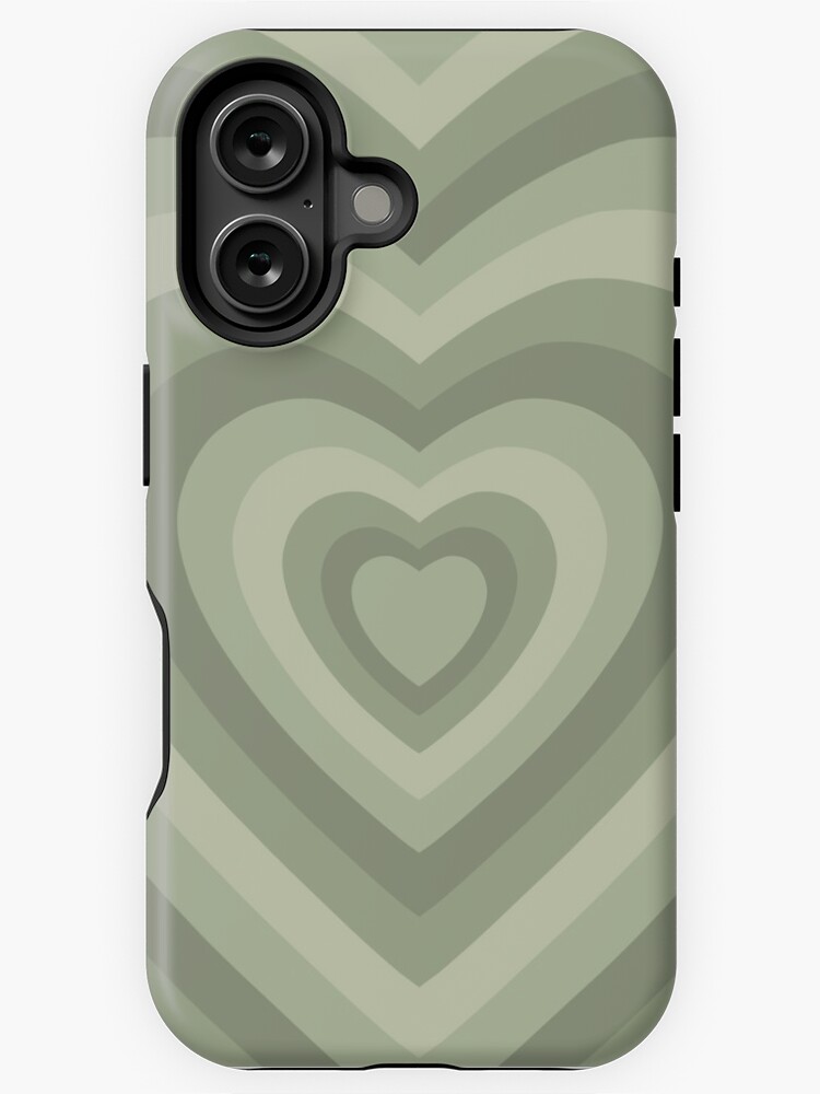 Thumbnail 1 of 4, iPhone Case, Aesthetic sage green rainbow hearts designed and sold by Pastel-PaletteD.