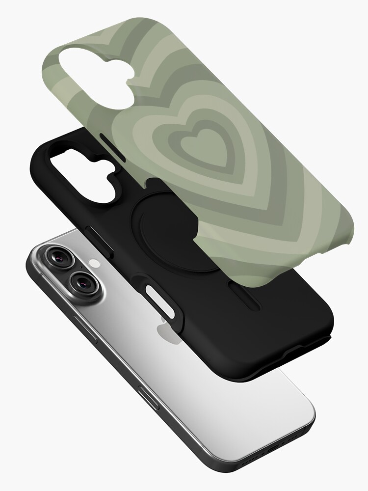 Thumbnail 2 of 4, iPhone Case, Aesthetic sage green rainbow hearts designed and sold by Pastel-PaletteD.