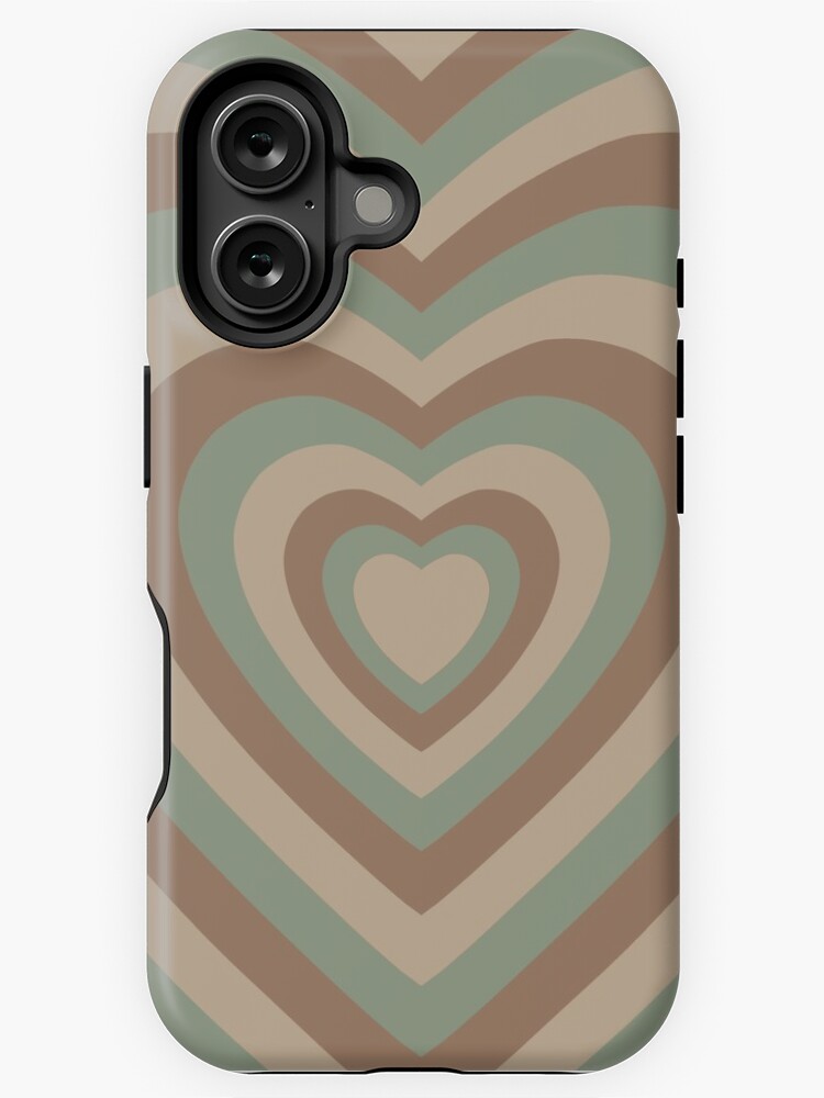 Thumbnail 1 of 4, iPhone Case, Aesthetic sage green and brown rainbow hearts designed and sold by Pastel-PaletteD.