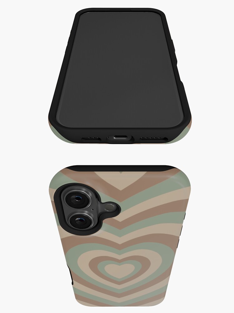 Thumbnail 3 of 4, iPhone Case, Aesthetic sage green and brown rainbow hearts designed and sold by Pastel-PaletteD.