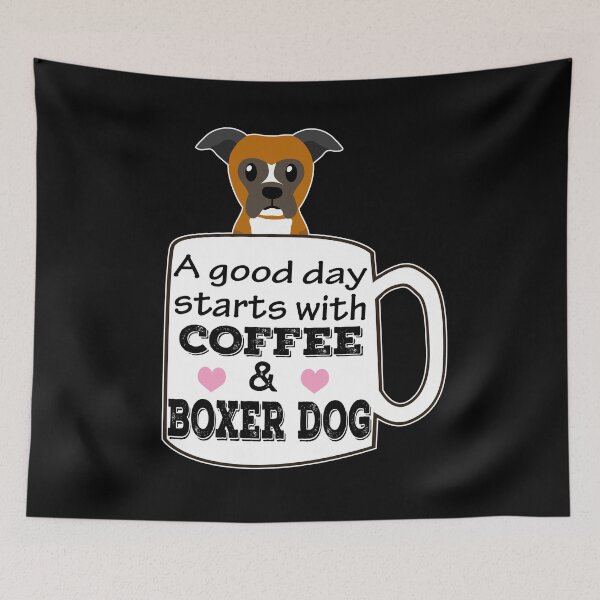 Item preview, a good day starts with coffee and boxer dog, funny boxer dog lover designed and sold by alaechamlal.