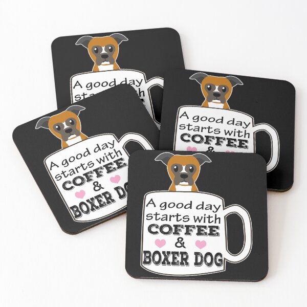 Item preview, a good day starts with coffee and boxer dog, funny boxer dog lover designed and sold by alaechamlal.
