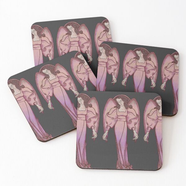 Item preview, Vintage Art Nouveau Pink Angel Drawing Illustration Stylized Image designed and sold by TrulyEpoque.