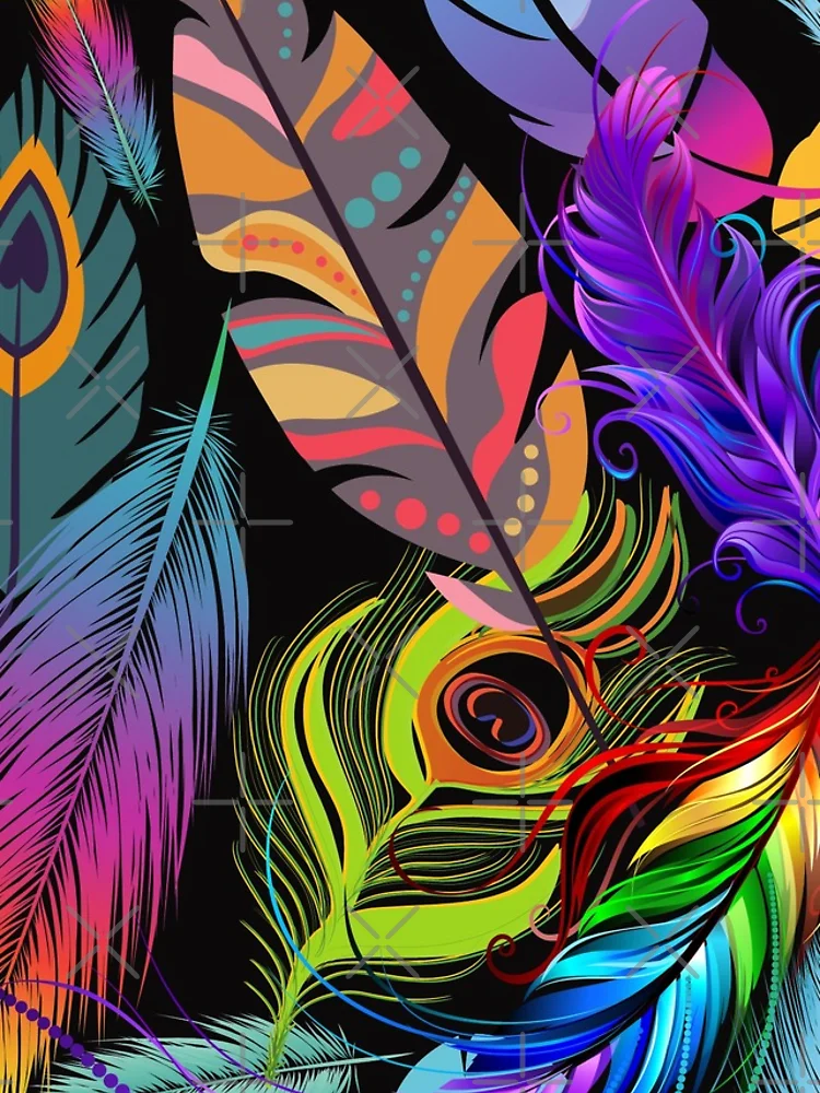 Thumbnail 4 of 4, iPhone Case, Colourful Feather Pattern designed and sold by RudeBeeDesigns.
