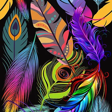 Artwork thumbnail, Colourful Feather Pattern by RudeBeeDesigns