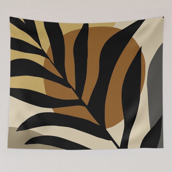 Item preview, Abstract shapes art, Tropical leaves, Mid century modern art designed and sold by DPDesignArt.