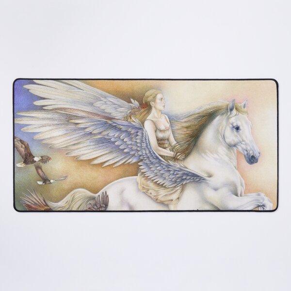 Riding Pegasus, the winged Horse Desk Mat