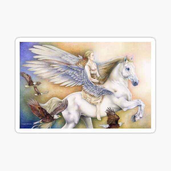 Riding Pegasus, the winged Horse Sticker