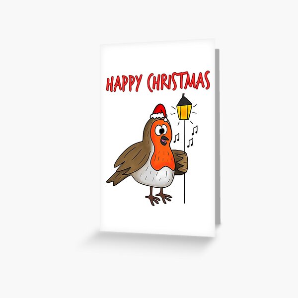 Artikel-Vorschau von Weihnachtsrobin Carol singt lustige Vogel-Wildtiere, designt und verkauft von doodlerob.