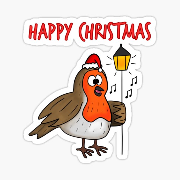 Artikel-Vorschau von Weihnachtsrobin Carol singt lustige Vogel-Wildtiere, designt und verkauft von doodlerob.
