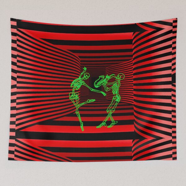 Item preview, Red Trippy optical illusion dancing skeletons designed and sold by Designs Of all kinds.