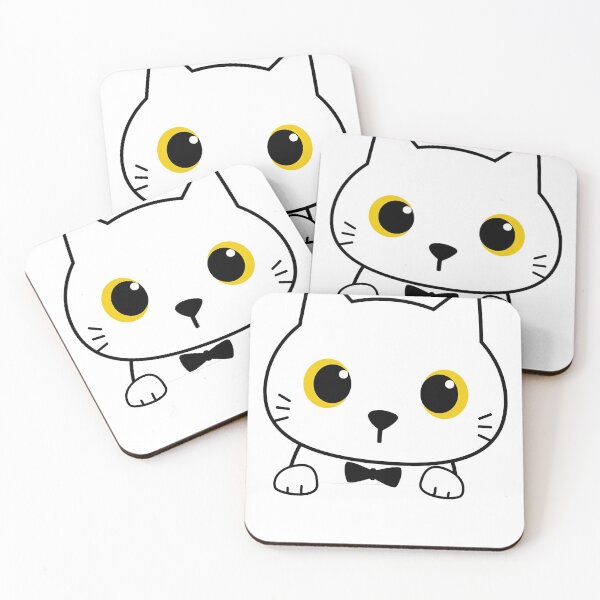 Item preview, white cat peeking sticker, black cat designed and sold by BLACKEARTHMO.