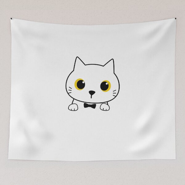 Item preview, white cat peeking sticker, black cat designed and sold by BLACKEARTHMO.