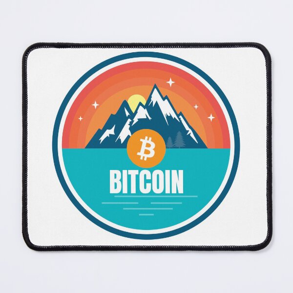 Item preview, Bitcoin Mountain Badge Sunset Lake Crypto Cryptocurrency designed and sold by Bitcoin-Fashion.