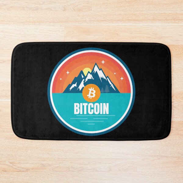 Item preview, Bitcoin Mountain Badge Sunset Lake Crypto Cryptocurrency designed and sold by Bitcoin-Fashion.