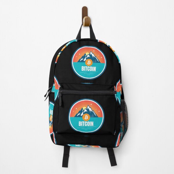 Item preview, Bitcoin Mountain Badge Sunset Lake Crypto Cryptocurrency designed and sold by Bitcoin-Fashion.